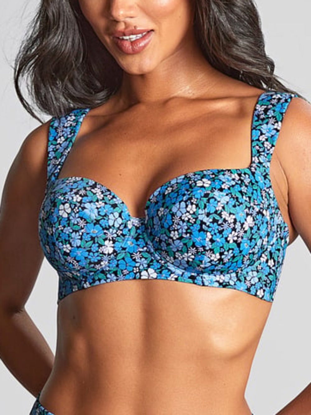 NEW Panache Bette Balcony Underwire Bikini Swim Top 1842 Posy Floral Print Retro